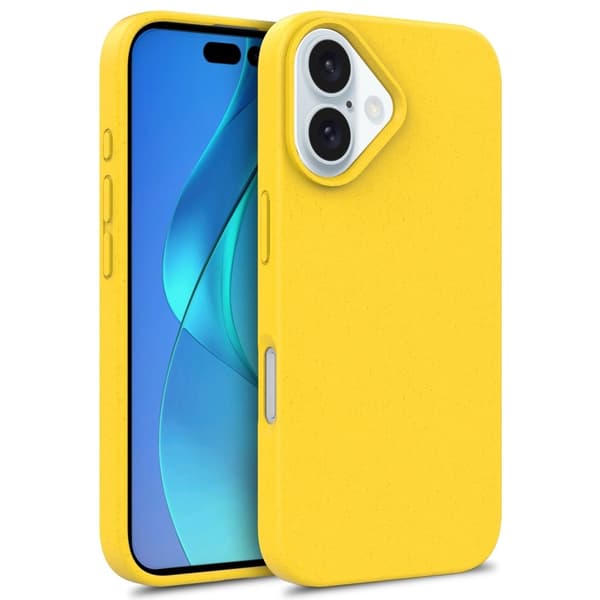 For iPhone 16 Plus-etui Hvetestrå + TPU-telefondeksel Komposterbart - Gul Yellow