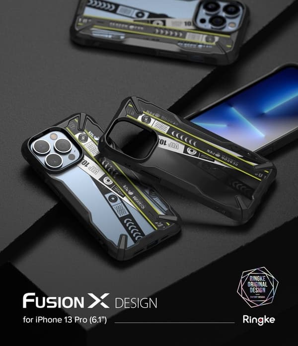 RINGKE FUSION X DESIGN - iPhone 13 Pro - Billettbånd Black