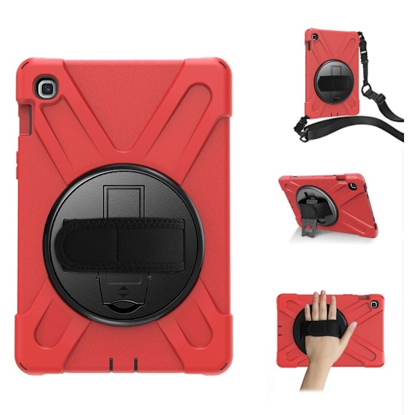 Samsung Galaxy Tab S5e 360 Graders X-Shape Silikon Combo Etui - Rød Red