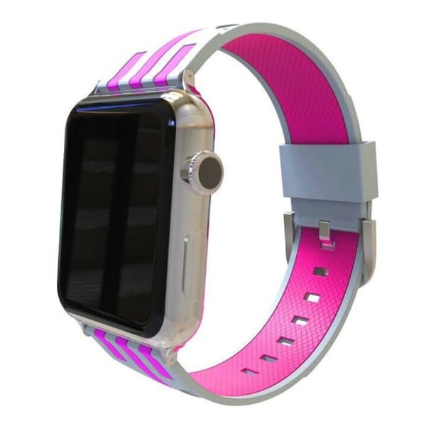 Apple Watch Series 4 44 mm klockarmband i silikon - Grå Utsida / Rosa Insida multifärg