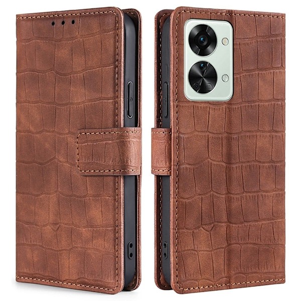 Krokotiili kuvioitu nahka tapauksessa OnePlus Nord 2T - Ruskea Brown