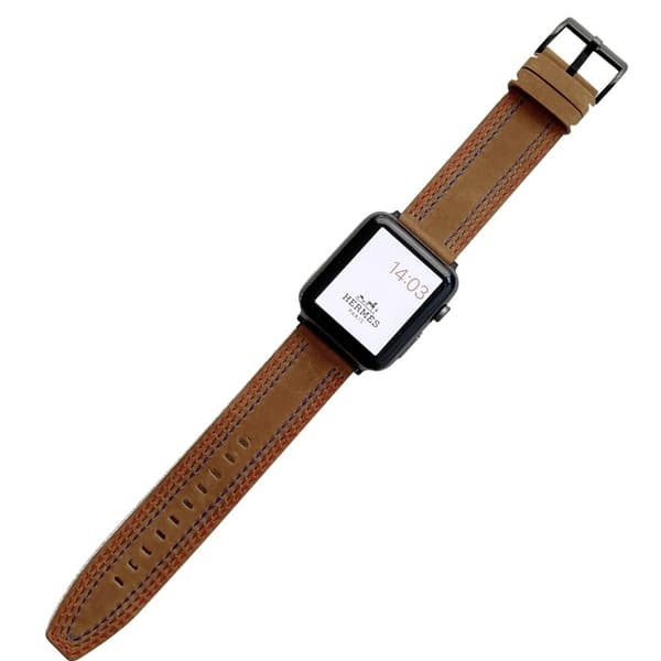 Apple Watch (45 mm) stilfuld urrem i ægte læder - Brun Brown