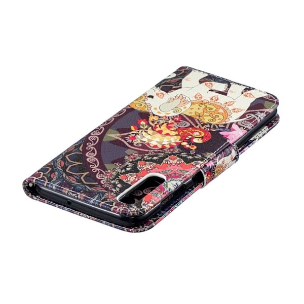 Samsung Galaxy A50 mønster læder etui - Elefant og Påfugl Multicolor