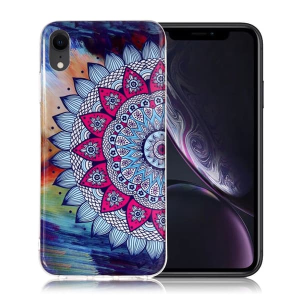 IPhone 9 mobilskal silikon självlysande tryckmönster - Färgfull mandala blomma multifärg