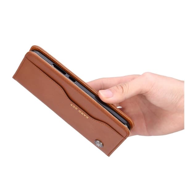 Huawei P20 Lite auto-absorberende PU læder flip etui - Brun Brown