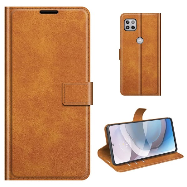 Wallet-style Læder Etui til Motorola One 5g Ace - Gul Yellow