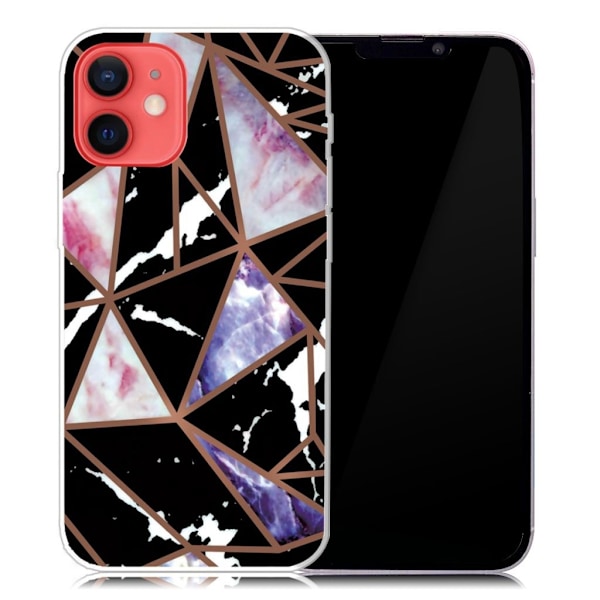 Marmordesign iPhone 13 deksel - Svart / Rose / Blå Multicolor