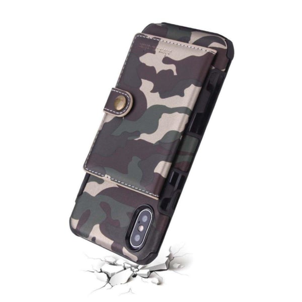 SHOUHUSHEN iPhone Xs Max Camouflage læder hybrid etui - Army Gre Green