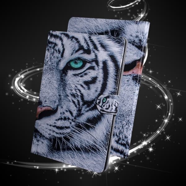 Cool Mønster Lær Flippetui til Samsung Galaxy Tab A7 10.4 (2020) - Tiger Silver grey