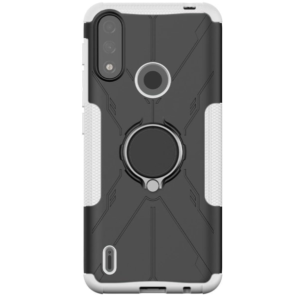 Kickstand-cover med magnetisk plade til Motorola Moto E7 Power - White