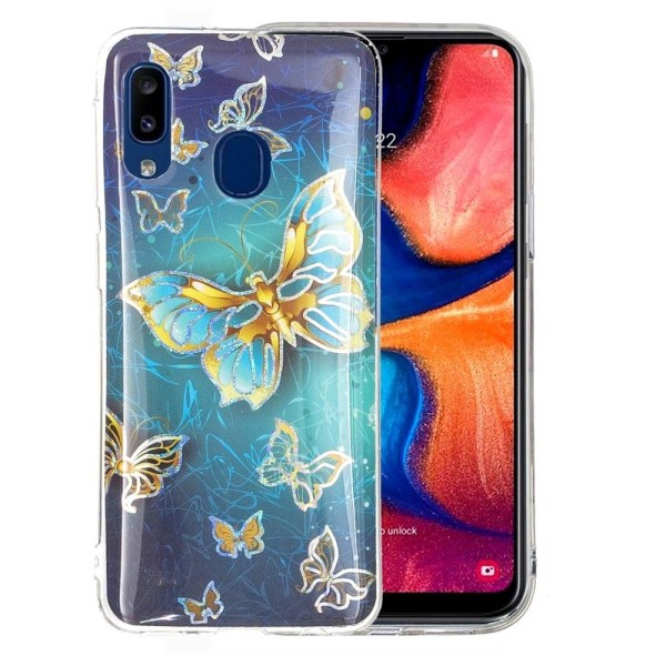 Butterfly läder Samsung Galaxy A20e fodral - Blå Blå