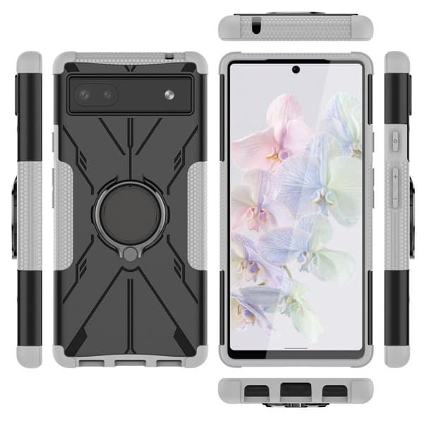 Kickstand-skydd med magnetisk platta för Google Pixel 6a - Vit Vit