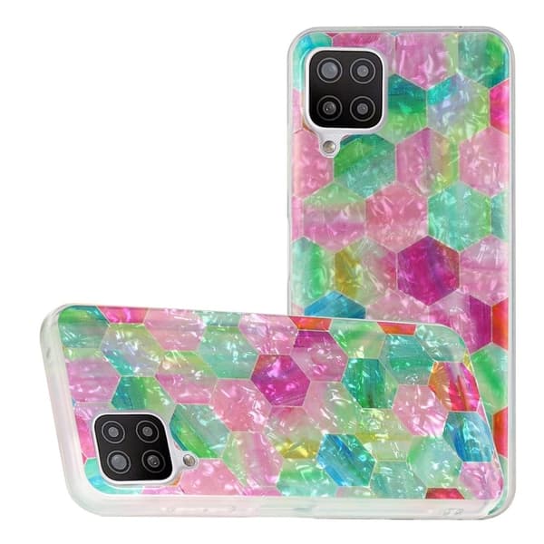 Deco Samsung Galaxy A22 4G Etui - Fargerik Sekskant Multicolor