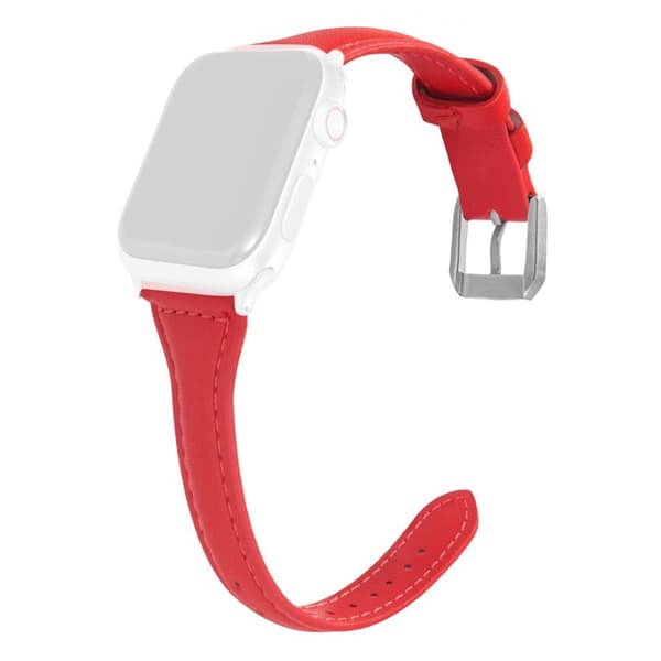 Apple Watch Series 6 / 5 44mm enkel læderurrem - Rød Red