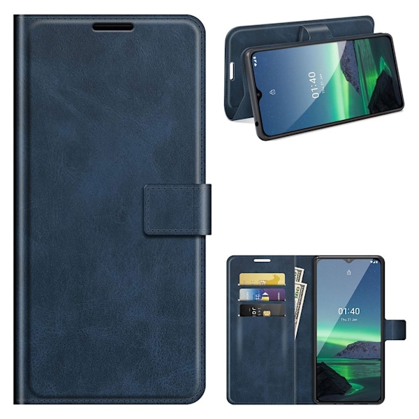 Wallet-style Lær Etui til Nokia 1.4 - Blå Blue