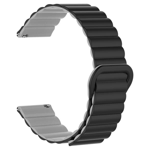 20mm Magnetic Sport Loop Watch Band Silicone Dual Color Replacement Strap - Sort + Grå Silver grey