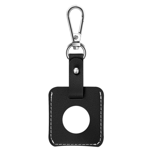 AirTags square shape leather cover with key ring - Black Svart