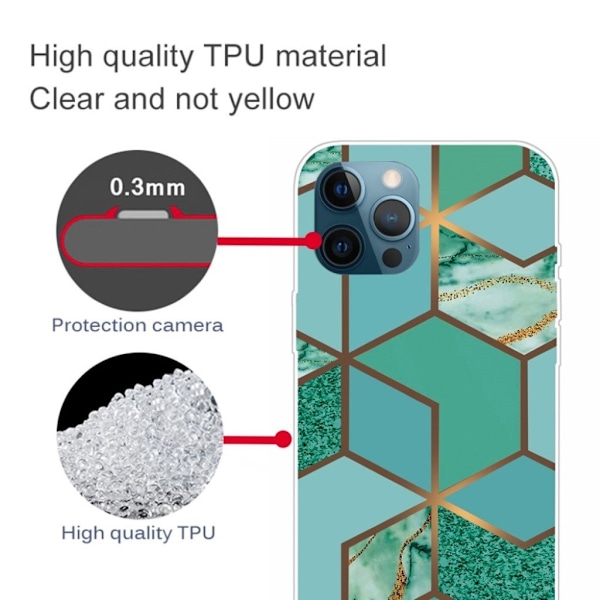 Marble iPhone 13 Pro Max Suojakotelo - Teal Marble Tile Green