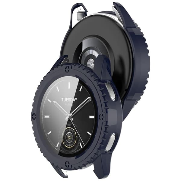 Xiaomi Watch S3 Protective Cover Hard Bump Resistant Watch Case with Tempered Glass Screen Protector - Dark Blue Blå