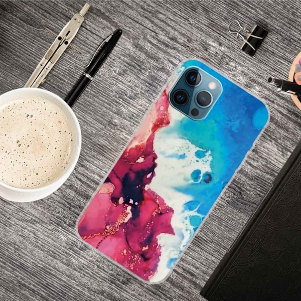 Marble design iPhone 14 Pro Max cover - Stænk Af Rødt Og Blåt Multicolor