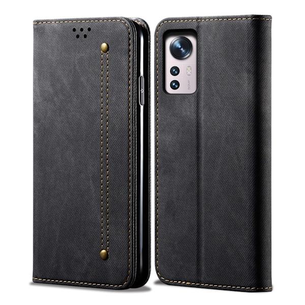 Jeans Xiaomi 12 Pro flip case - Musta Black