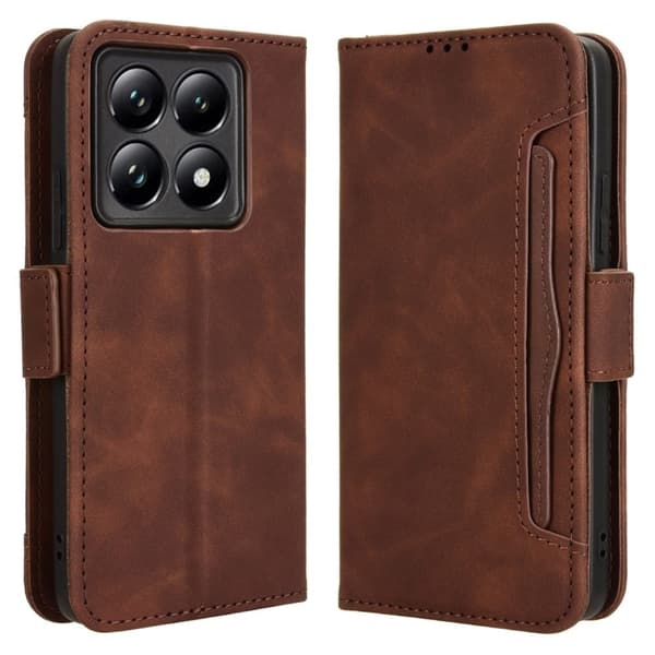 Modernt Xiaomi 14T Pro fodral med plånbok - Brun Brun
