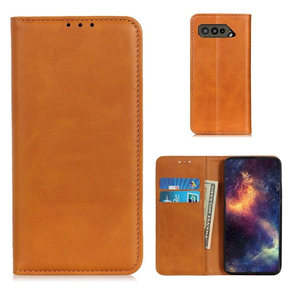 Wallet-style ægte Læder Flipcase til Asus Rog Phone 5 - Brun Brown