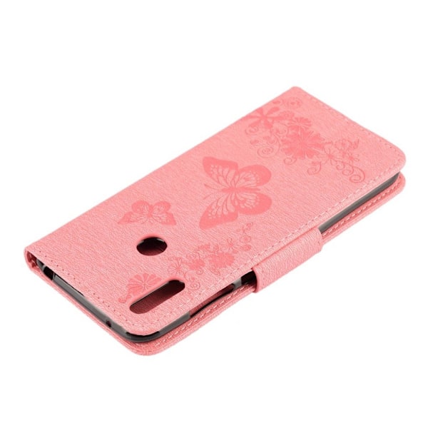 Butterfly läder Huawei Y6 2019 fodral - Rosa Rosa