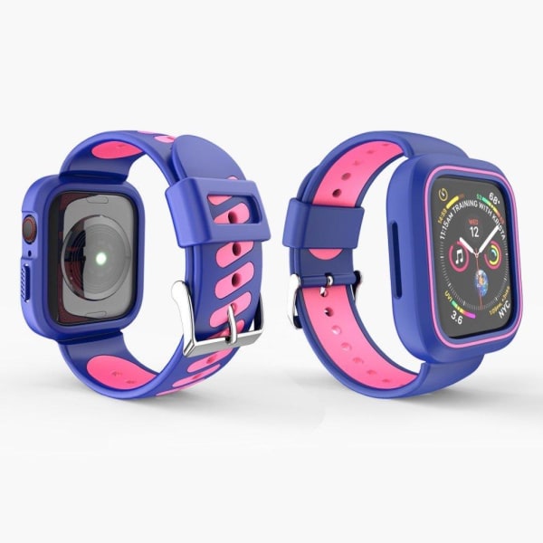 Apple Watch serie 4 44mm tofarvet silikoneurrem - blå / pink Blue