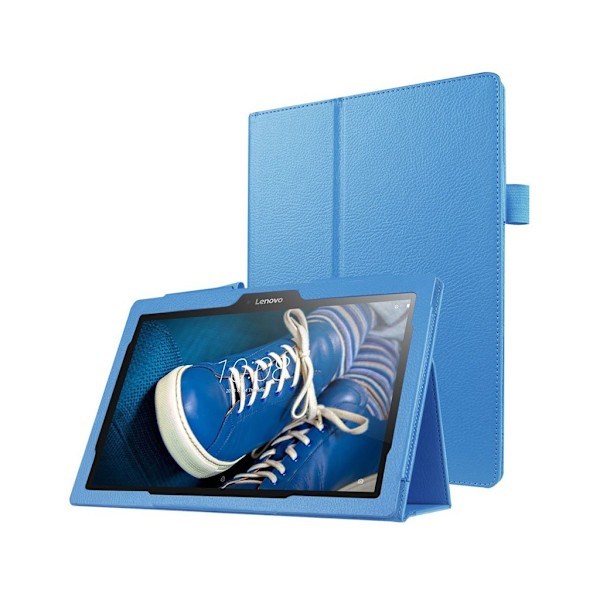 Amdrup Litsi Pintainen Nahkakotelo Lenovo Tab 2 A10-30 X30F Tabletille - Vaaleansininen Blue