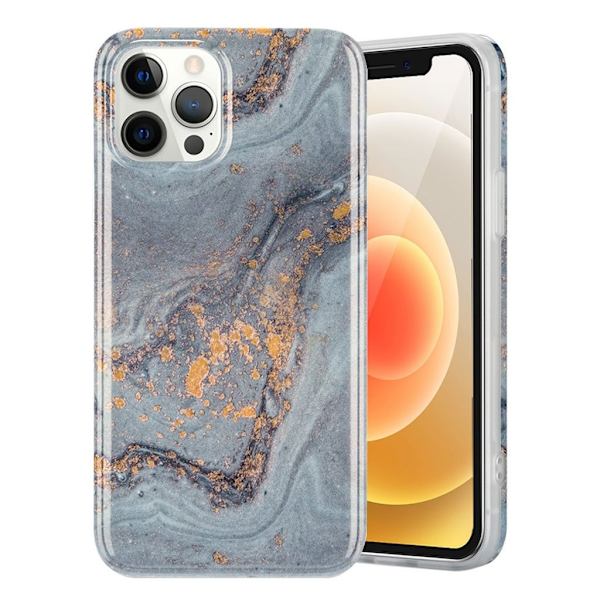 Marble design iPhone 12 Pro Max kotelot - Harmaa Silver grey