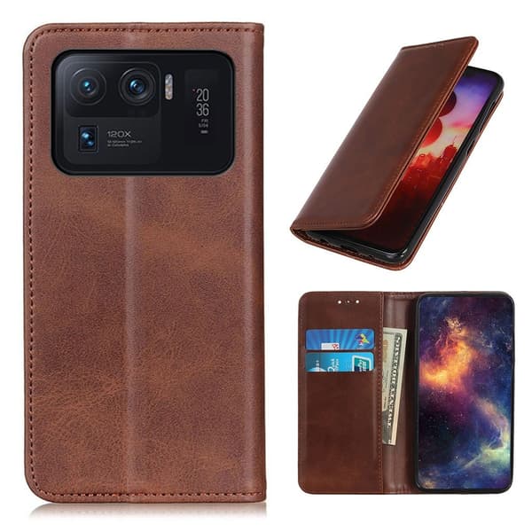 Wallet-style ægte Læder Flipcase til Xiaomi Mi 11 Ultra - Kaffe Brown