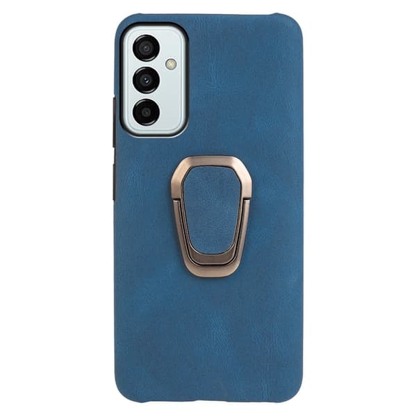 Stötsäkert läderfodral med oval kickstand för Samsung Galaxy M23 - Blå Blå