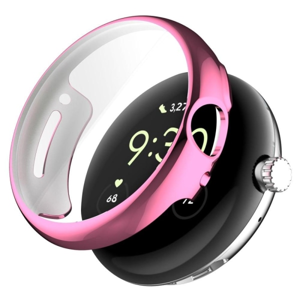 Google Pixel Watch electroplating cover with screen protector - Pink Rosa