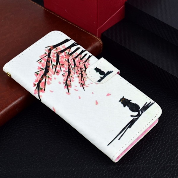 iPhone Xs Max flip cover i mønstret læder - Træ Med Blomster Multicolor