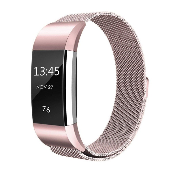 Fitbit Charge 2 Armbåndsrem lavet af rustfri stål- Rosa guld Pink