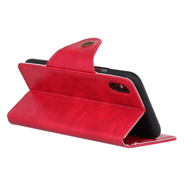 iPhone Xs Max stander læder flip cover - Rød Red
