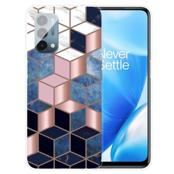 Marble OnePlus Nord N200 5G Suojakotelo - Sininen / Kulta Cube Multicolor