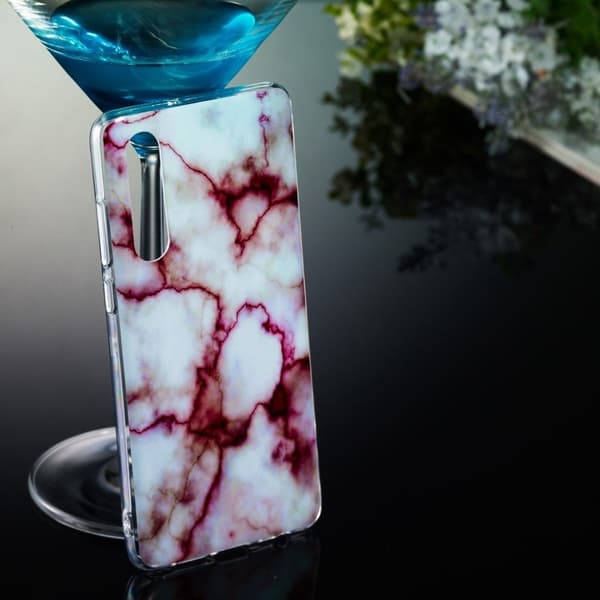 Huawei P30 marmor mønster fleksibelt etui - Model H Purple
