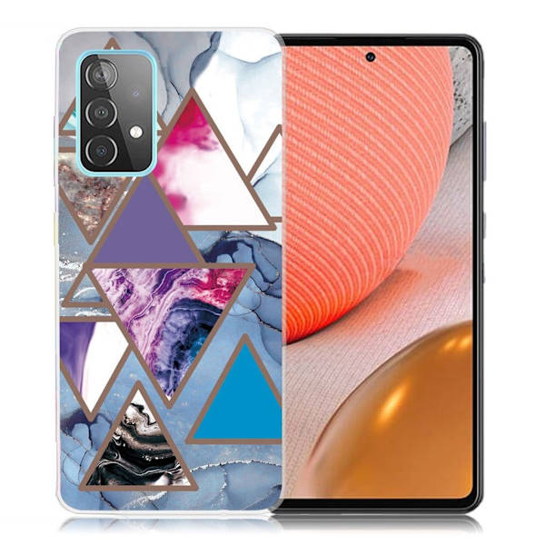 Marble Samsung Galaxy A72 5G Etui - Triangle Patterns in Marble Multicolor
