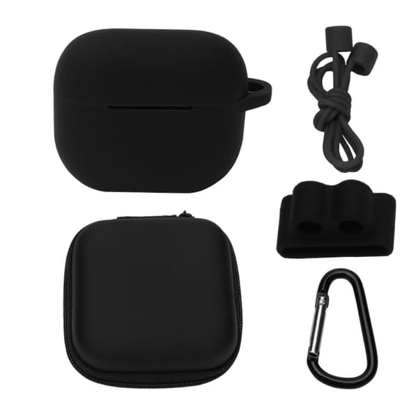 AirPods 3 silikoneetui med opbevaringspose og tilbehør - Sort Black