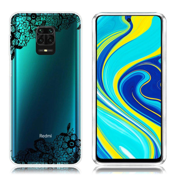 Deco Xiaomi Redmi Note 9 Pro / Xiaomi Redmi Note 9S / Xiaomi Redmi Note 9 Pro Max skal - Svart Blomma Svart