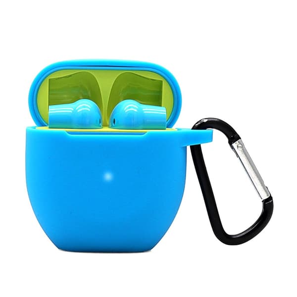 Siilicone fodral with carabiner för OnePlus Buds - blå Blå