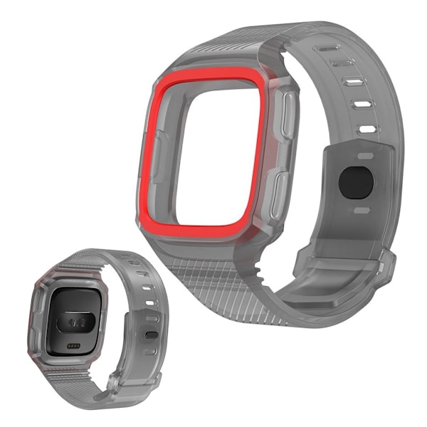 Fitbit Versa cool silikone-urrem - Grå / Rød Multicolor