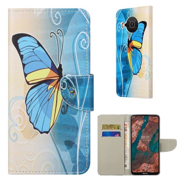 Wonderland Nokia X10 / X20 Flip etui - Blå sommerfugl Blue