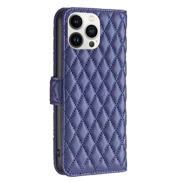 Rhombus mat iPhone 13 Pro Max flip etui - Blå Blue