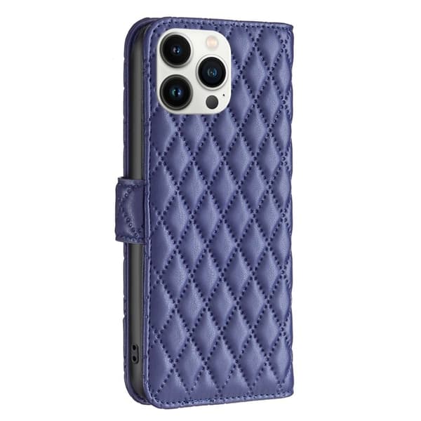 Rombemønster, matt flip-deksel for iPhone 13 Pro Max - Blå Blue