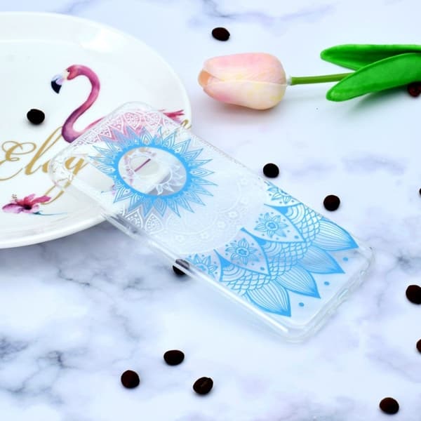 Huawei P Smart Plus mobilskal av silikon med tryckmotiv – Blå blomma Blå