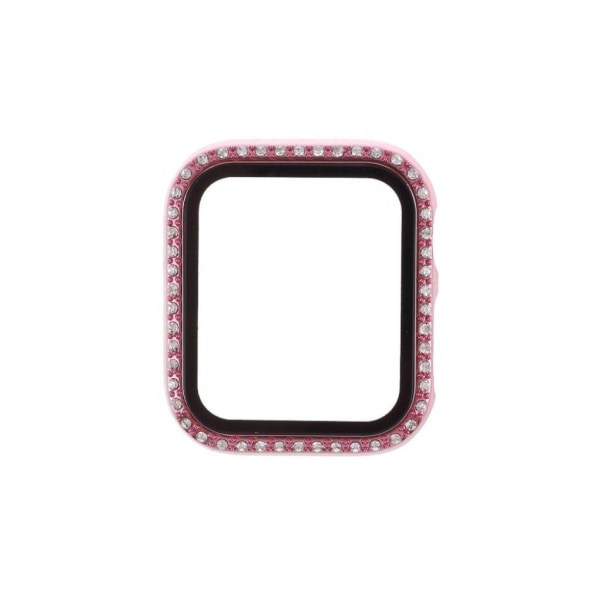 Apple Watch Series 6 / 5 44mm ramme med rhinestone-dekor og hærdet glas - Lyserød Pink