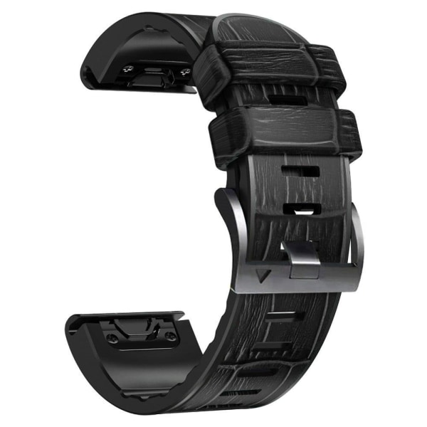 22mm Crocodile tekstuuri nahkainen ranneke Garmin kello - Musta Black